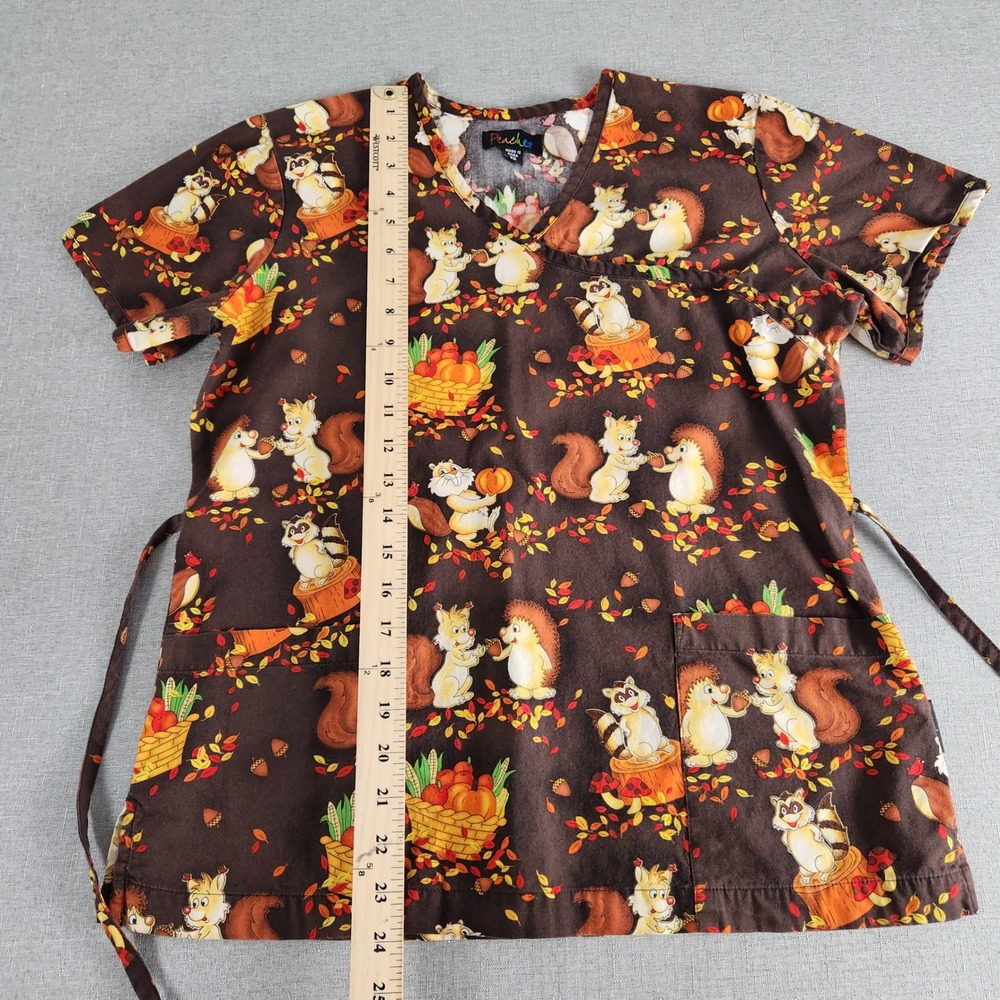 Lot 4 Women Scrub Tops Landau Peaches UA Scrubs Animal Print XS S Dog Cat Bunny - Picture 8 of 13